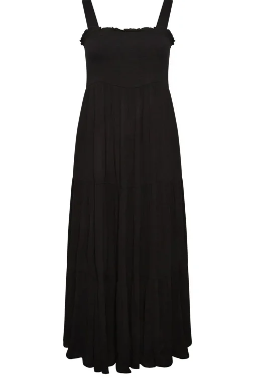 Yours Curve Black Shirred Strappy Sundress