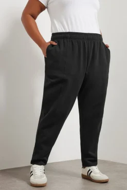 Yours Curve Black Tapered Leg Joggers