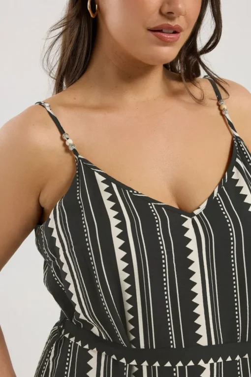 Yours Curve Black Zig Zag Bead Detail Maxi Dress