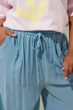 Yours Curve Blue Chambray Tie Front Culottes