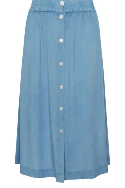 Yours Curve Blue Chambray Button Maxi Skirt