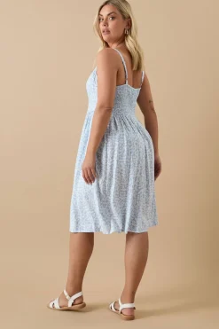 Yours Curve Blue Ditsy Floral Print Strappy Sundress
