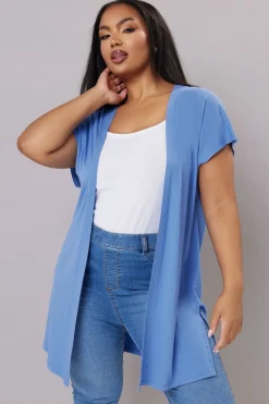 Yours Curve Blue Grown On Sleeve Jersey Cardigan