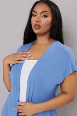 Yours Curve Blue Grown On Sleeve Jersey Cardigan