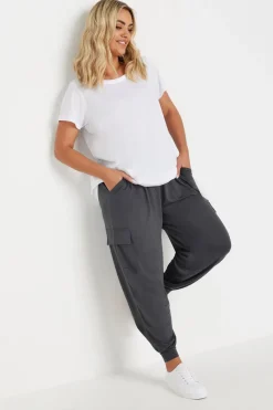 Yours Curve Charcoal Grey Cargo Harem Joggers