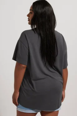 Yours Curve Charcoal Grey Heavyweight Oversized T-Shirt