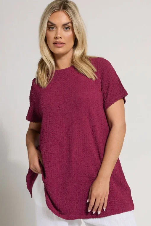 Yours Curve Dark Pink Textured Swing Top