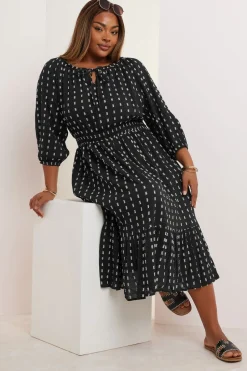 Yours Curve Dot Print Tie Front Midaxi Dress