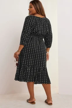 Yours Curve Dot Print Tie Front Midaxi Dress