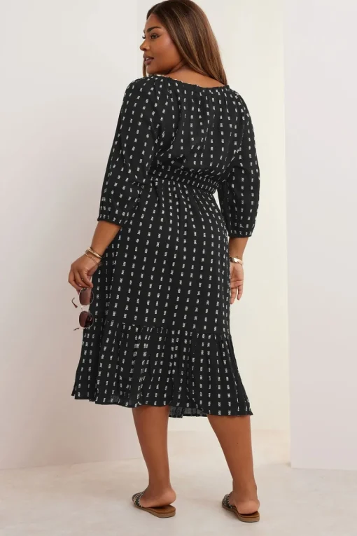 Yours Curve Dot Print Tie Front Midaxi Dress