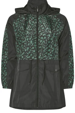 Yours Curve Green & Black Colourblock Lightweight Parka Jacket
