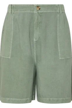 Yours Curve Green Chambray Pull On Shorts