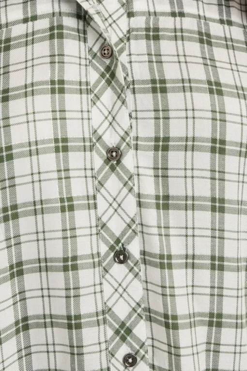 Yours Curve Green Metallic Check Print Shirt