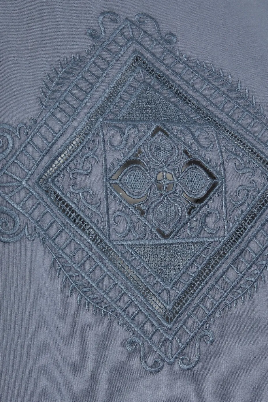 Yours Curve Grey Embroidered Boho Diamond Oversized T-Shirt