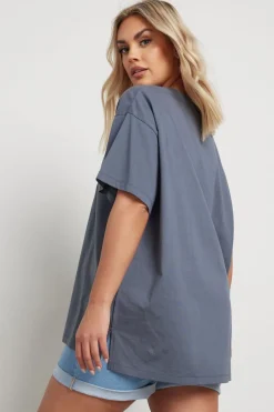 Yours Curve Grey Embroidered Boho Diamond Oversized T-Shirt