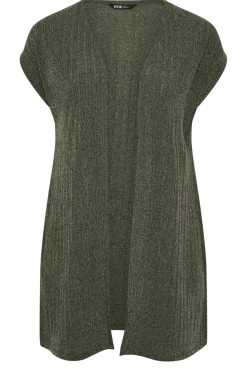 Yours Curve Khaki Green Ribbed Jersey Cardigan
