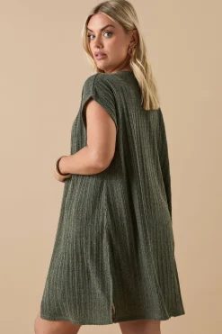 Yours Curve Khaki Green Ribbed Jersey Cardigan