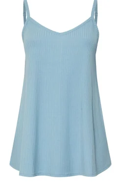 Yours Curve Light Blue Ribbed Swing Cami Top