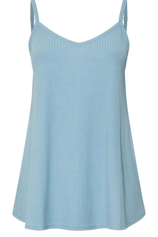 Yours Curve Light Blue Ribbed Swing Cami Top