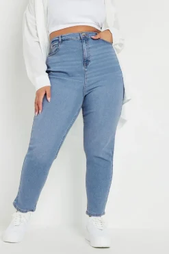 Yours Curve Light Blue Wash Mom Jeans