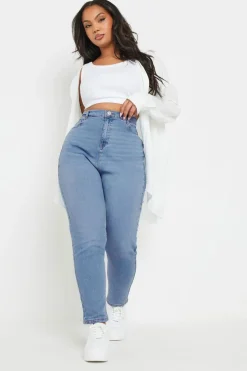 Yours Curve Light Blue Wash Mom Jeans