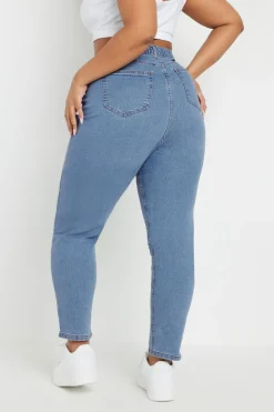 Yours Curve Light Blue Wash Mom Jeans