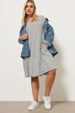 Yours Curve Light Grey Soft Touch Pocket Swing Dress