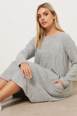 Yours Curve Light Grey Soft Touch Pocket Swing Dress
