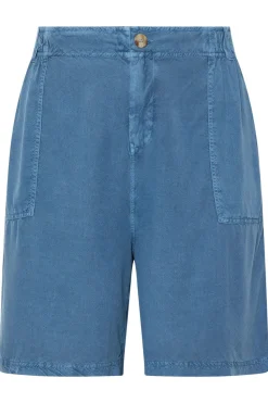 Yours Curve Mid Blue Chambray Pull On Shorts