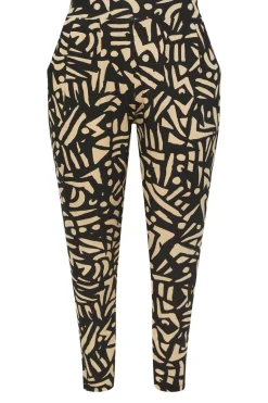 Yours Curve Natural Brown Abstract Print Harem Trousers