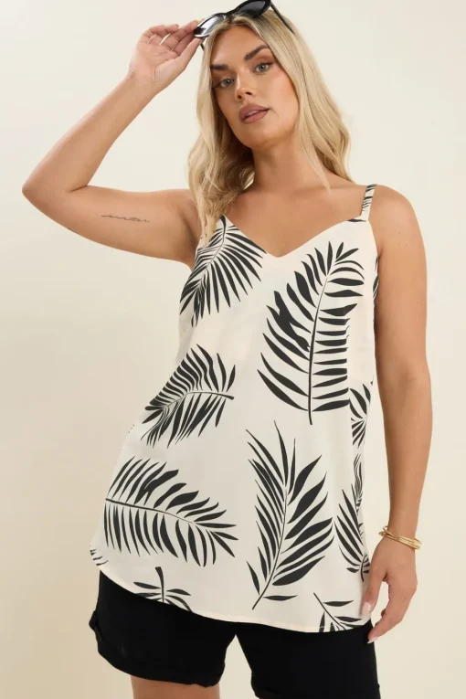 Yours Curve Natural Brown Palm Print Cami Top