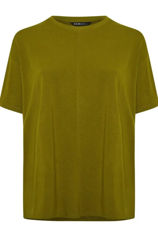 Yours Curve Olive Green Heavyweight Oversized T-Shirt