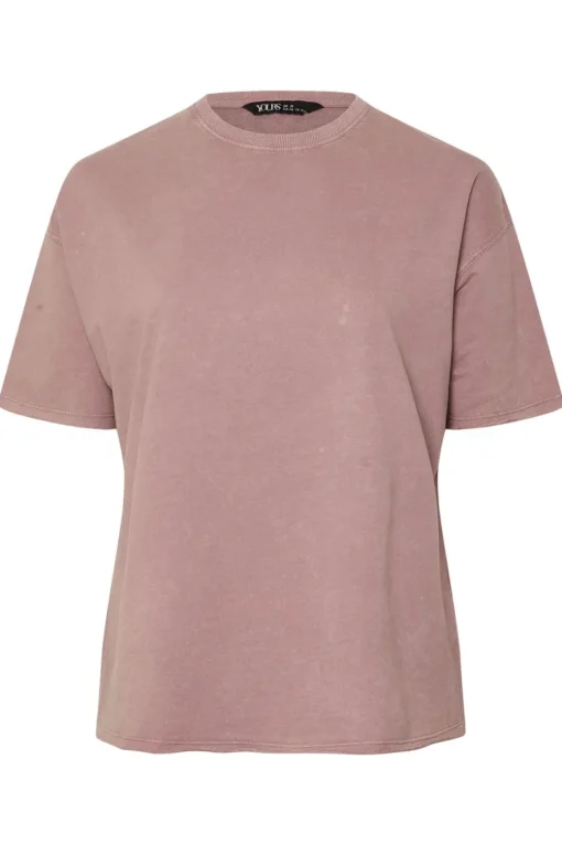 Yours Curve Pink Acid Wash Oversized Sweat T-Shirt