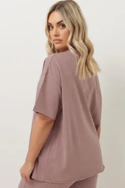 Yours Curve Pink Acid Wash Oversized Sweat T-Shirt