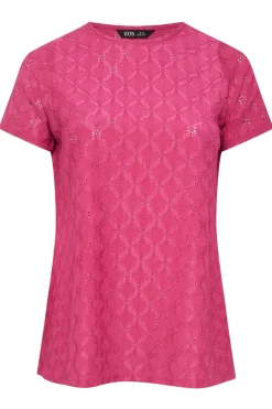 Yours Curve Pink Broderie Anglaise Textured Swing Top
