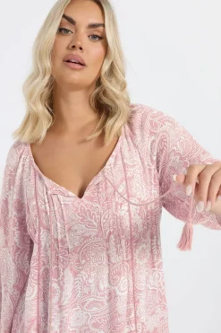 Yours Curve Pink Tie Front Top