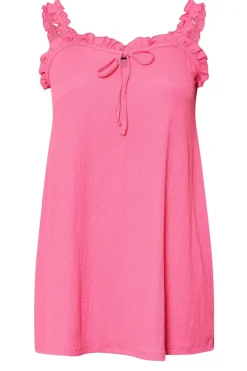 Yours Curve Pink Tie Neck Frill Cami Top