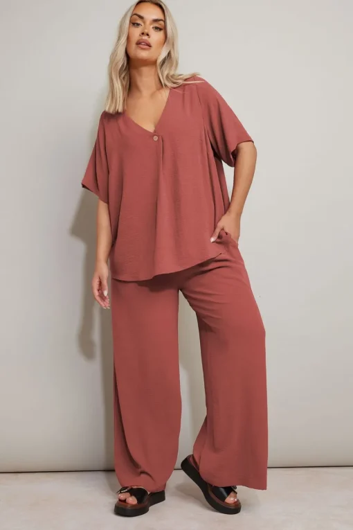 Yours Curve Rust Orange Button Detail Blouse