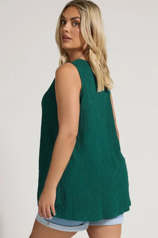 Yours Curve Teal Green Textured Swing Vest Top