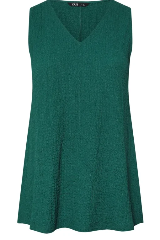 Yours Curve Teal Green Textured Swing Vest Top