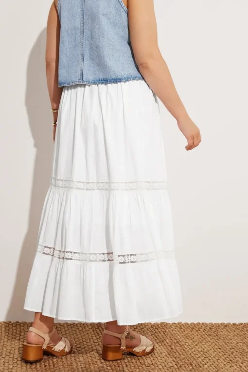 Yours Curve White Cotton Tiered Maxi Skirt