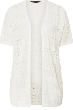 Yours Curve White Crochet Short Sleeve Cardigan