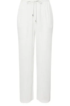 Yours Curve White Linen Wide Leg Trousers
