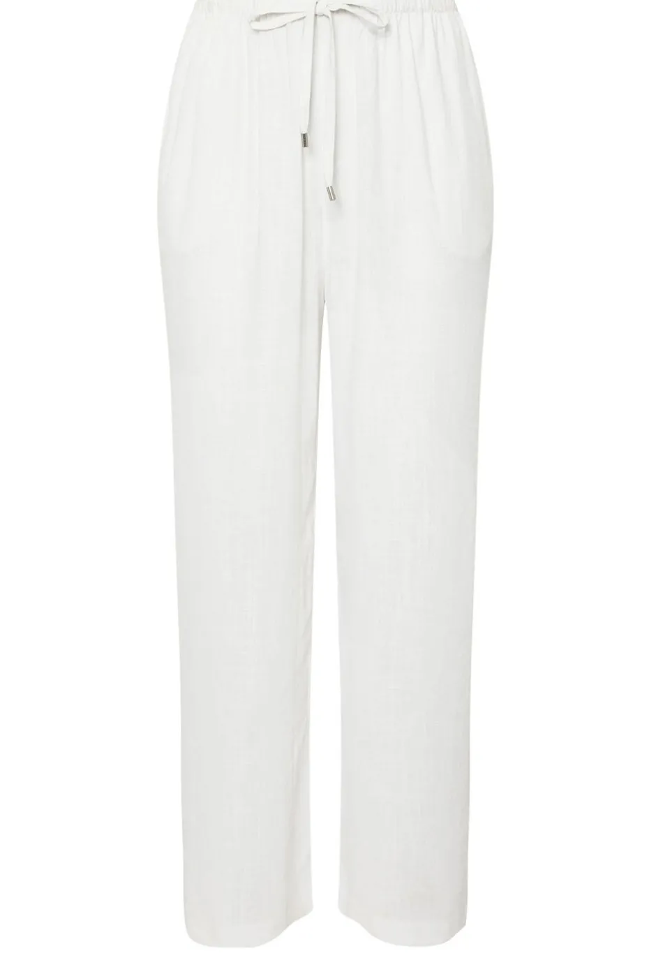 Yours Curve White Linen Wide Leg Trousers