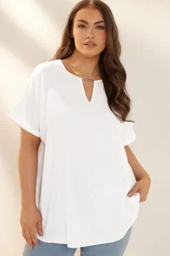 Yours Curve White Notch Neck Blouse