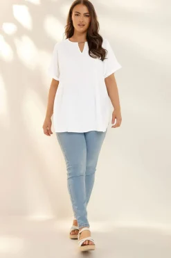 Yours Curve White Notch Neck Blouse