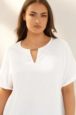 Yours Curve White Notch Neck Blouse