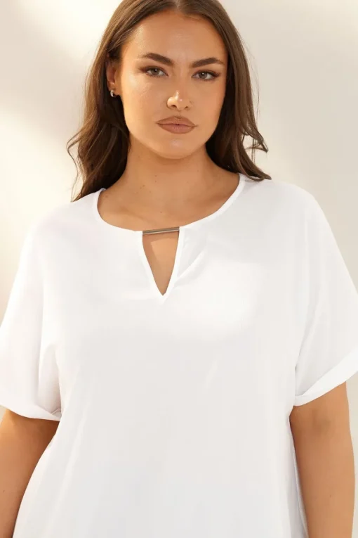Yours Curve White Notch Neck Blouse