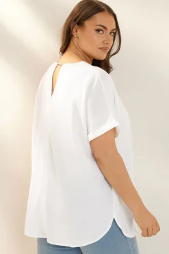 Yours Curve White Notch Neck Blouse