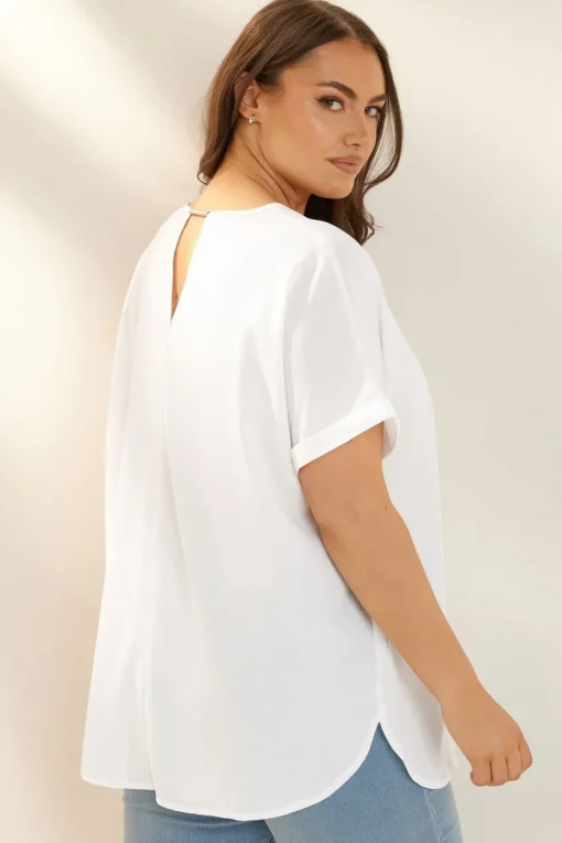 Yours Curve White Notch Neck Blouse